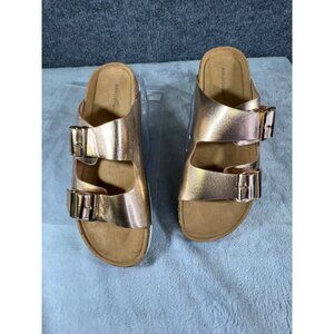 Ashley Stewart womens 12W slip on sandels gold